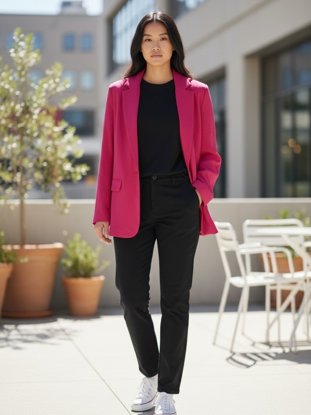 Astr  The Label Hot Pink Single-Breasted Blazer
